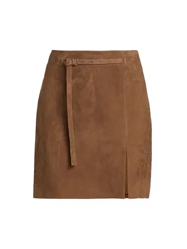 Vince Women's Belted Suede Mid-Rise Miniskirt | Thumbnail 1 Vince Women's Belted Suede Mid-Rise Miniskirt | Thumbnail 1