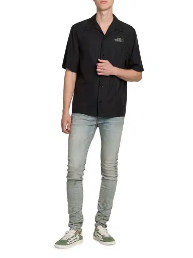 AMIRI Men's Spirit Logo Patch Bowling Shirt - Black - Size Small | Thumbnail 2 AMIRI Men's Spirit Logo Patch Bowling Shirt - Black - Size Small | Thumbnail 2