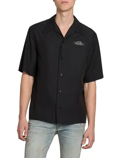 AMIRI Men's Spirit Logo Patch Bowling Shirt - Black - Size Small | Thumbnail 3 AMIRI Men's Spirit Logo Patch Bowling Shirt - Black - Size Small | Thumbnail 3