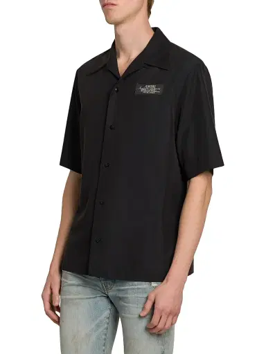 AMIRI Men's Spirit Logo Patch Bowling Shirt - Black - Size Small | Thumbnail 4 AMIRI Men's Spirit Logo Patch Bowling Shirt - Black - Size Small | Thumbnail 4