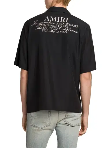 AMIRI Men's Spirit Logo Patch Bowling Shirt - Black - Size Small | Thumbnail 5 AMIRI Men's Spirit Logo Patch Bowling Shirt - Black - Size Small | Thumbnail 5