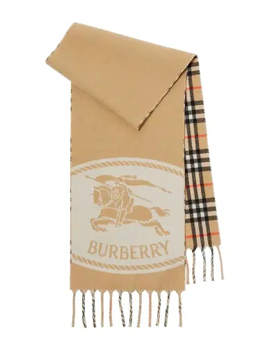 Burberry Women's Reversible Cashmere Scarf - Sand | Thumbnail 1 Burberry Women's Reversible Cashmere Scarf - Sand | Thumbnail 1