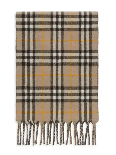 Burberry Men's Reversible Logo Checked Cashmere Scarf - Vole | Thumbnail 2 Burberry Men's Reversible Logo Checked Cashmere Scarf - Vole | Thumbnail 2