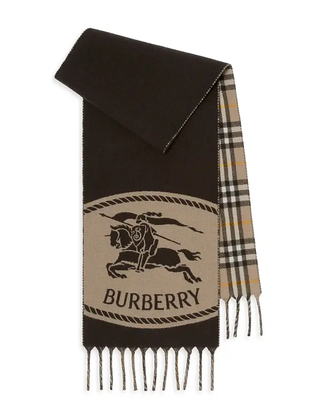 Men's Reversible Logo Checked Cashmere Scarf - Vole Men's Reversible Logo Checked Cashmere Scarf - Vole
