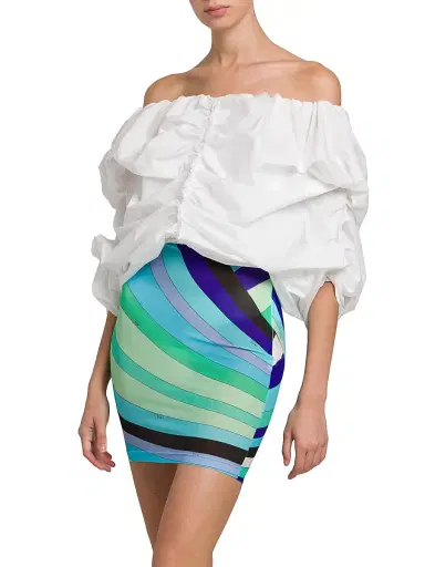 Pucci Women's Ruched Cotton Poplin Top - Bianco | Thumbnail 4 Pucci Women's Ruched Cotton Poplin Top - Bianco | Thumbnail 4