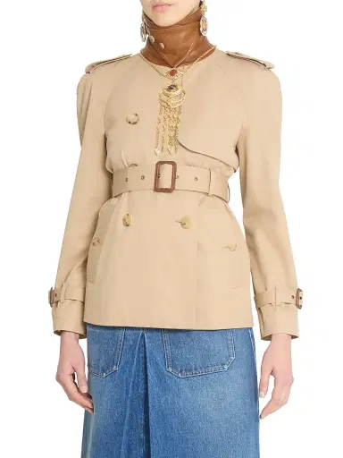 Chloé Women's Canvas Leather-Accented Trench Jacket - Worn Brown | Thumbnail 2 Chloé Women's Canvas Leather-Accented Trench Jacket - Worn Brown | Thumbnail 2