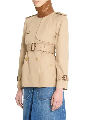 Chloé Women's Canvas Leather-Accented Trench Jacket - Worn Brown | Thumbnail 4 Chloé Women's Canvas Leather-Accented Trench Jacket - Worn Brown | Thumbnail 4