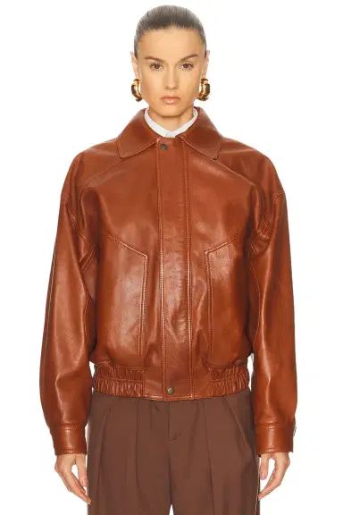 Saint Laurent Leather Bomber Jacket | Thumbnail 2 Saint Laurent Leather Bomber Jacket | Thumbnail 2