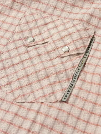 KAPITAL Camp-Collar Logo-Appliquéd Checked Cotton and Linen-Blend Seersucker Western Shirt - Men | Thumbnail 6 KAPITAL Camp-Collar Logo-Appliquéd Checked Cotton and Linen-Blend Seersucker Western Shirt - Men | Thumbnail 6