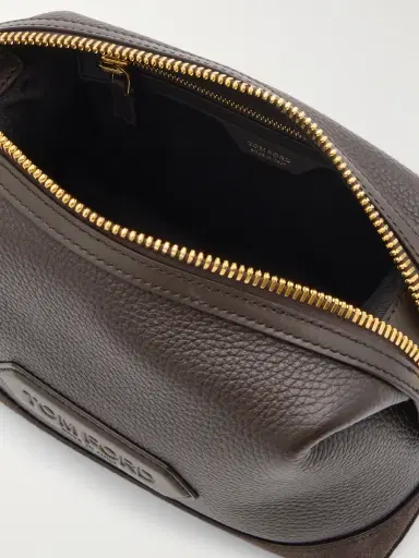 Tom Ford Suede-Trimmed Full-Grain Leather Wash Bag - Men | Thumbnail 4 Tom Ford Suede-Trimmed Full-Grain Leather Wash Bag - Men | Thumbnail 4