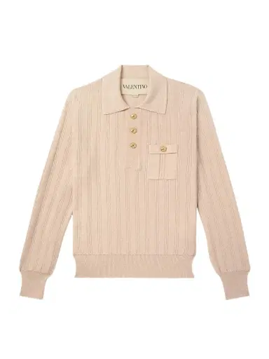 Valentino Garavani Ribbed Cotton Polo Shirt - Men | Thumbnail 1 Valentino Garavani Ribbed Cotton Polo Shirt - Men | Thumbnail 1