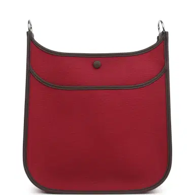 HERMÈS Hermes Neo Evelyne PM Rubis Officier Canvas and Rouge Sellier Swift Palladium Hardware | Thumbnail 4 HERMÈS Hermes Neo Evelyne PM Rubis Officier Canvas and Rouge Sellier Swift Palladium Hardware | Thumbnail 4