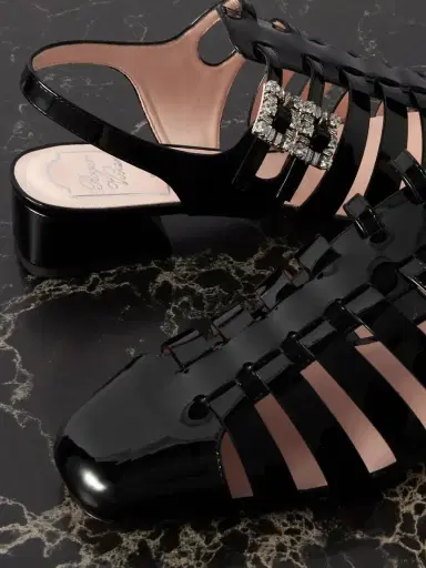 Roger Vivier Mini Très Vivier 25 Crystal-embellished Patent-leather Sandals | Thumbnail 4 Roger Vivier Mini Très Vivier 25 Crystal-embellished Patent-leather Sandals | Thumbnail 4