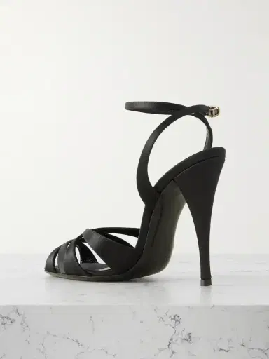 Saint Laurent Chandelle Leather-trimmed Satin Sandals | Thumbnail 3 Saint Laurent Chandelle Leather-trimmed Satin Sandals | Thumbnail 3