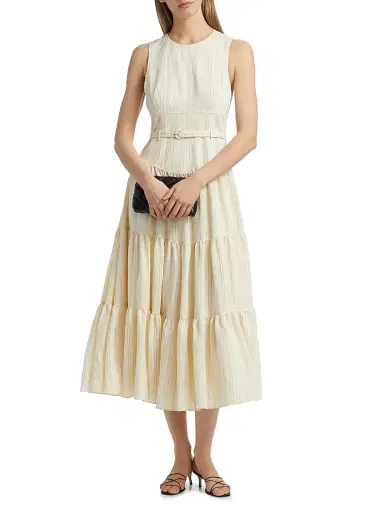 Cinq à Sept Women's Lucir Striped Belted Maxi Dress - Gardenia Multi | Thumbnail 3 Cinq à Sept Women's Lucir Striped Belted Maxi Dress - Gardenia Multi | Thumbnail 3