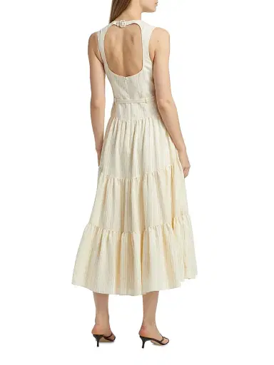 Cinq à Sept Women's Lucir Striped Belted Maxi Dress - Gardenia Multi | Thumbnail 5 Cinq à Sept Women's Lucir Striped Belted Maxi Dress - Gardenia Multi | Thumbnail 5