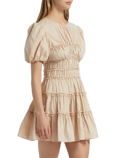 Cinq à Sept Women's Sirrina Gathered A-Line Minidress - Blush Dune | Thumbnail 4 Cinq à Sept Women's Sirrina Gathered A-Line Minidress - Blush Dune | Thumbnail 4