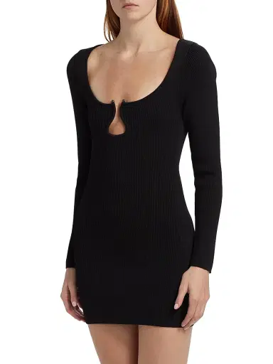 Ramy Brook Women's Lyl U-Ring Long-Sleeve Minidress - Black | Thumbnail 4 Ramy Brook Women's Lyl U-Ring Long-Sleeve Minidress - Black | Thumbnail 4