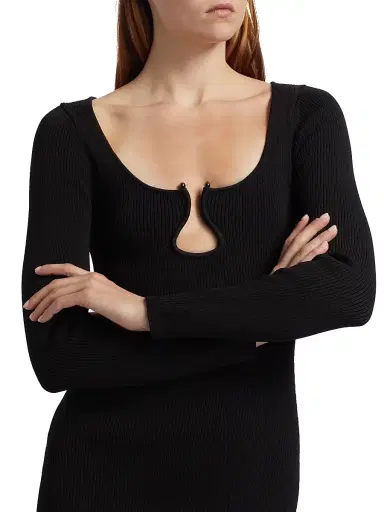 Ramy Brook Women's Lyl U-Ring Long-Sleeve Minidress - Black | Thumbnail 6 Ramy Brook Women's Lyl U-Ring Long-Sleeve Minidress - Black | Thumbnail 6