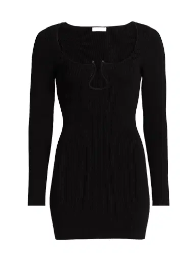 Ramy Brook Women's Lyl U-Ring Long-Sleeve Minidress - Black | Thumbnail 1 Ramy Brook Women's Lyl U-Ring Long-Sleeve Minidress - Black | Thumbnail 1