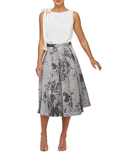 Kay Unger Women's Bettina Jacquard Box Pleat Midi-Skirt - Dark Midnight | Thumbnail 2 Kay Unger Women's Bettina Jacquard Box Pleat Midi-Skirt - Dark Midnight | Thumbnail 2