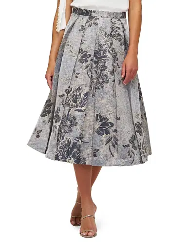 Kay Unger Women's Bettina Jacquard Box Pleat Midi-Skirt - Dark Midnight | Thumbnail 3 Kay Unger Women's Bettina Jacquard Box Pleat Midi-Skirt - Dark Midnight | Thumbnail 3