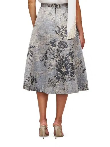 Kay Unger Women's Bettina Jacquard Box Pleat Midi-Skirt - Dark Midnight | Thumbnail 4 Kay Unger Women's Bettina Jacquard Box Pleat Midi-Skirt - Dark Midnight | Thumbnail 4