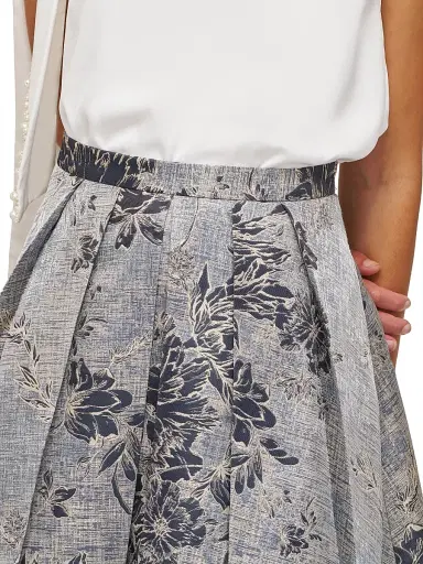Kay Unger Women's Bettina Jacquard Box Pleat Midi-Skirt - Dark Midnight | Thumbnail 7 Kay Unger Women's Bettina Jacquard Box Pleat Midi-Skirt - Dark Midnight | Thumbnail 7
