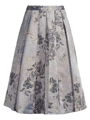 Kay Unger Women's Bettina Jacquard Box Pleat Midi-Skirt - Dark Midnight | Thumbnail 1 Kay Unger Women's Bettina Jacquard Box Pleat Midi-Skirt - Dark Midnight | Thumbnail 1