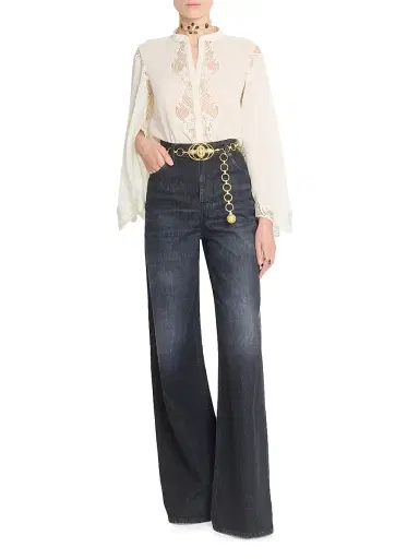 Chloé Women's High-Rise Wide-Leg Jeans - Onyx Black | Thumbnail 2 Chloé Women's High-Rise Wide-Leg Jeans - Onyx Black | Thumbnail 2