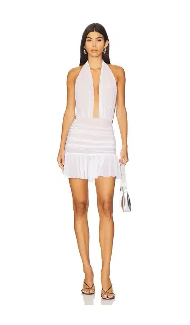 Norma Kamali Ruffle Halter Mini Dress | Thumbnail 1 Norma Kamali Ruffle Halter Mini Dress | Thumbnail 1