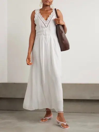 Isabel Marant Freda Broderie Anglaise-trimmed Crepe Maxi Dress | Thumbnail 2 Isabel Marant Freda Broderie Anglaise-trimmed Crepe Maxi Dress | Thumbnail 2