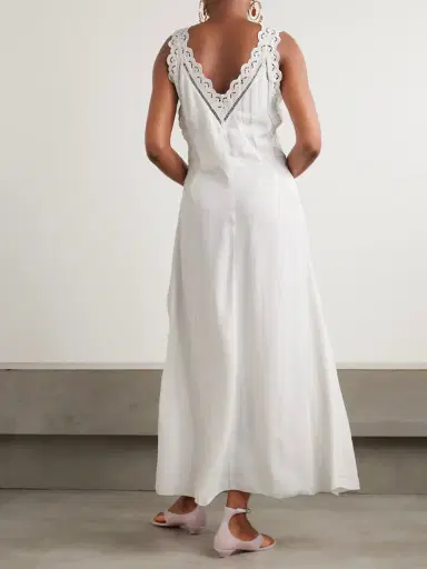 Isabel Marant Freda Broderie Anglaise-trimmed Crepe Maxi Dress | Thumbnail 3 Isabel Marant Freda Broderie Anglaise-trimmed Crepe Maxi Dress | Thumbnail 3