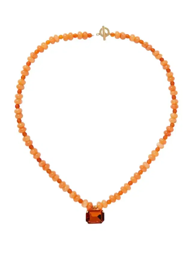 Jennifer Behr Salerno Gold-plated, Carnelian And Crystal Necklace