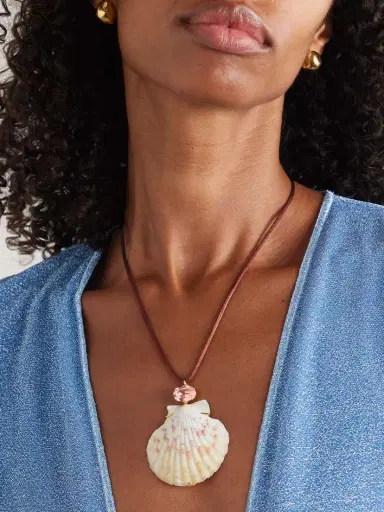 Jennifer Behr Atrani Gold-plated, Shell, Crystal And Cord Necklace | Thumbnail 2 Jennifer Behr Atrani Gold-plated, Shell, Crystal And Cord Necklace | Thumbnail 2