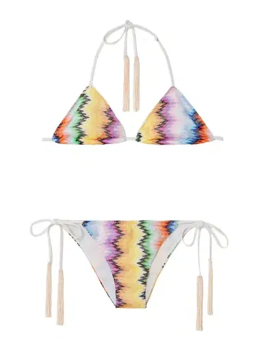 Missoni Mare Fringed Striped Crochet-knit Triangle Bikini | Thumbnail 1 Missoni Mare Fringed Striped Crochet-knit Triangle Bikini | Thumbnail 1