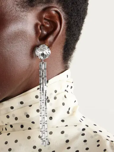 Alessandra Rich tone Crystal Clip Earrings | Thumbnail 2 Alessandra Rich tone Crystal Clip Earrings | Thumbnail 2