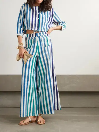 Emporio Sirenuse Jinny Cropped Striped Cotton Blouse | Thumbnail 2 Emporio Sirenuse Jinny Cropped Striped Cotton Blouse | Thumbnail 2