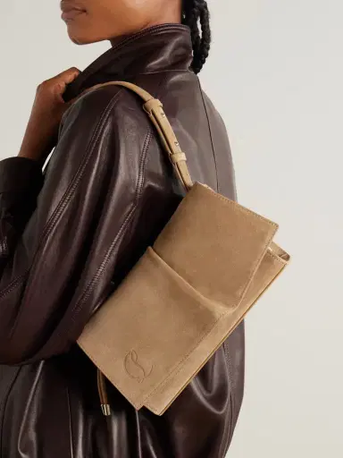 Christian Louboutin Baggy Small Logo-debossed Suede Shoulder Bag | Thumbnail 2 Christian Louboutin Baggy Small Logo-debossed Suede Shoulder Bag | Thumbnail 2
