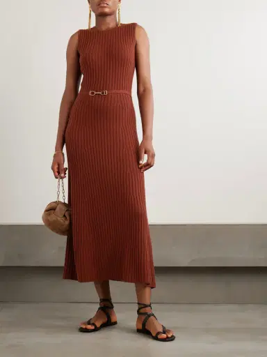 Gabriela Hearst Meier Belted Ribbed Wool And Cashmere-blend Midi Dress | Thumbnail 2 Gabriela Hearst Meier Belted Ribbed Wool And Cashmere-blend Midi Dress | Thumbnail 2