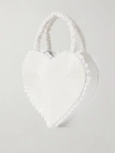 Clio Peppiatt Just Married Lace-trimmed Beaded Twill Tote | Thumbnail 3 Clio Peppiatt Just Married Lace-trimmed Beaded Twill Tote | Thumbnail 3
