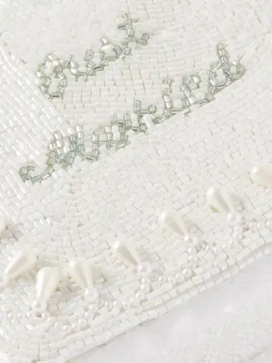 Clio Peppiatt Just Married Lace-trimmed Beaded Twill Tote | Thumbnail 4 Clio Peppiatt Just Married Lace-trimmed Beaded Twill Tote | Thumbnail 4