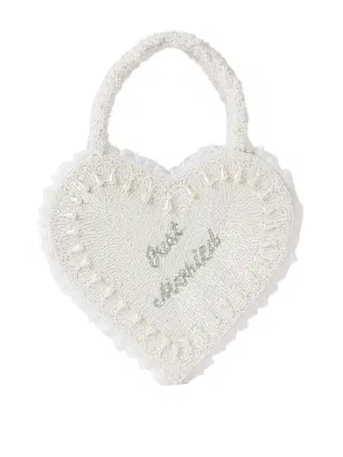 Clio Peppiatt Just Married Lace-trimmed Beaded Twill Tote | Thumbnail 1 Clio Peppiatt Just Married Lace-trimmed Beaded Twill Tote | Thumbnail 1