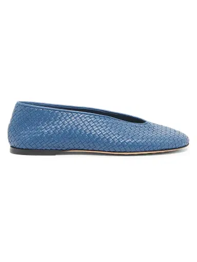 Bottega Veneta Women's Rosa Intrecciato Leather Flats - Blue Venezia - Size 7 | Thumbnail 1 Bottega Veneta Women's Rosa Intrecciato Leather Flats - Blue Venezia - Size 7 | Thumbnail 1