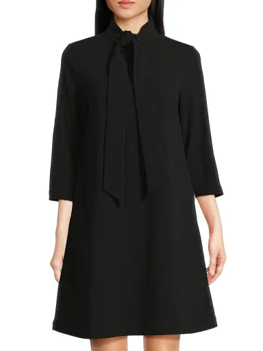 Ming Wang Women's x Tanya Foster Tie-Neck Deco Stretch-Crepe Tent Dress | Thumbnail 3 Ming Wang Women's x Tanya Foster Tie-Neck Deco Stretch-Crepe Tent Dress | Thumbnail 3
