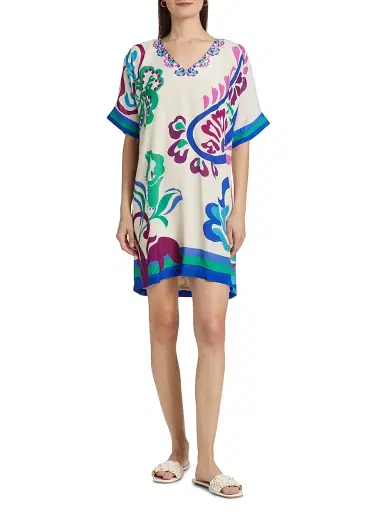 Johnny Was Women's Tate Printed Shift Minidress - Jonis Dream | Thumbnail 2 Johnny Was Women's Tate Printed Shift Minidress - Jonis Dream | Thumbnail 2