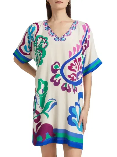 Johnny Was Women's Tate Printed Shift Minidress - Jonis Dream | Thumbnail 3 Johnny Was Women's Tate Printed Shift Minidress - Jonis Dream | Thumbnail 3