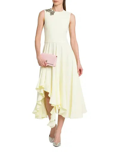 McQueen Women's Day Shoulder-Embellished Asymmetric Midi-Dress - Pear | Thumbnail 2 McQueen Women's Day Shoulder-Embellished Asymmetric Midi-Dress - Pear | Thumbnail 2