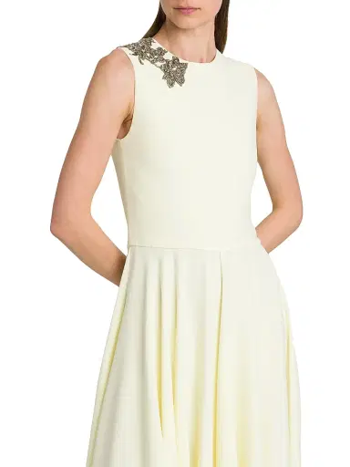 McQueen Women's Day Shoulder-Embellished Asymmetric Midi-Dress - Pear | Thumbnail 6 McQueen Women's Day Shoulder-Embellished Asymmetric Midi-Dress - Pear | Thumbnail 6