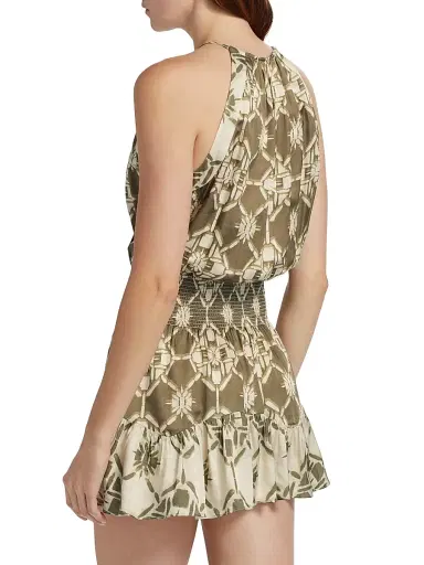 Ramy Brook Women's Isabela Printed Blouson Minidress - Olive Tile Print | Thumbnail 5 Ramy Brook Women's Isabela Printed Blouson Minidress - Olive Tile Print | Thumbnail 5